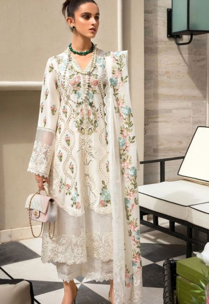 Brand Crimson Luxury Chikankari Collection Fabric Cotton Khaddi net