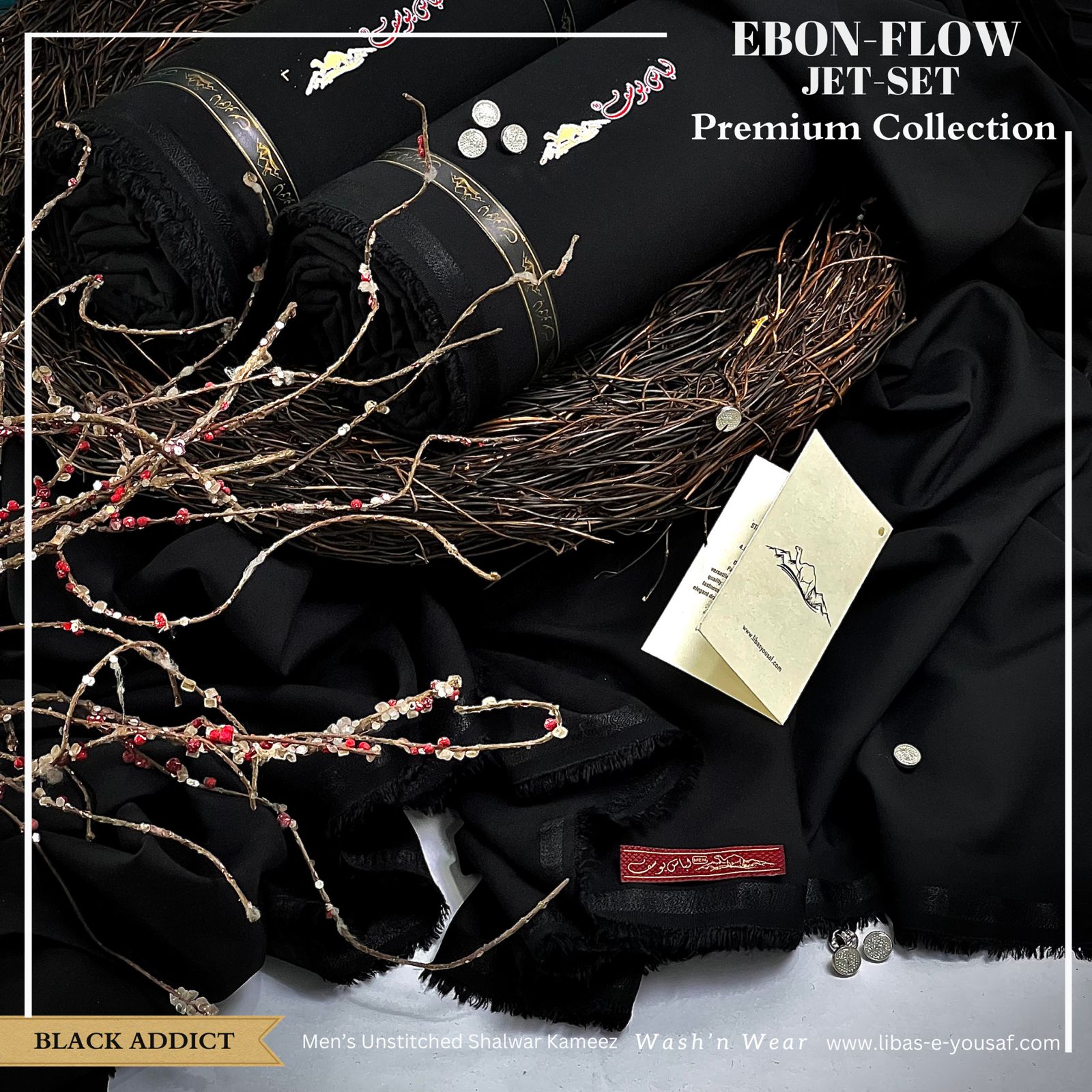 Libas-E-Yousaf EBON-FLOW Luxury BLACK Wash & Wear