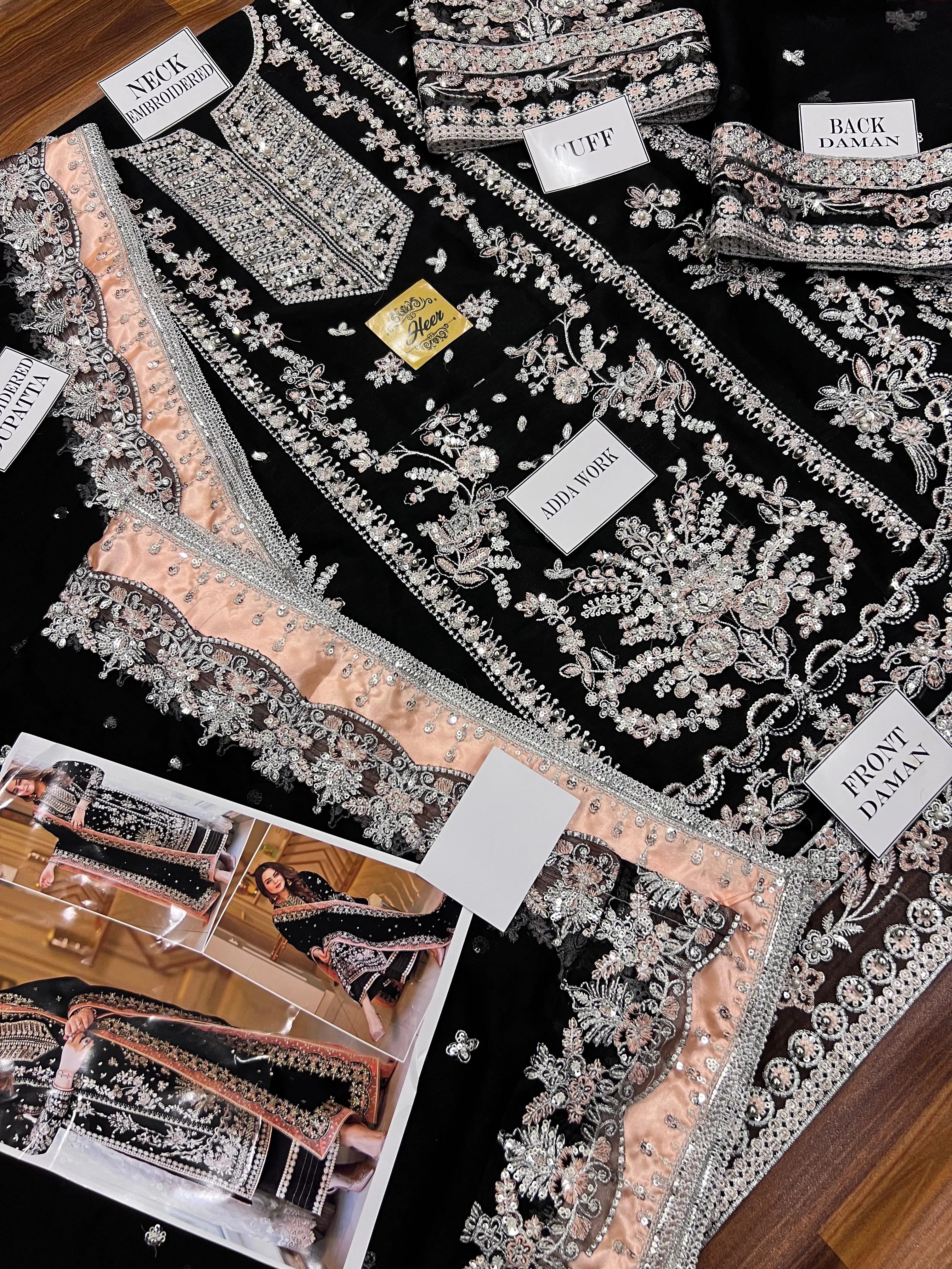 Aneela’s Luxury Embroidered Lawn Wedding Suit – Black