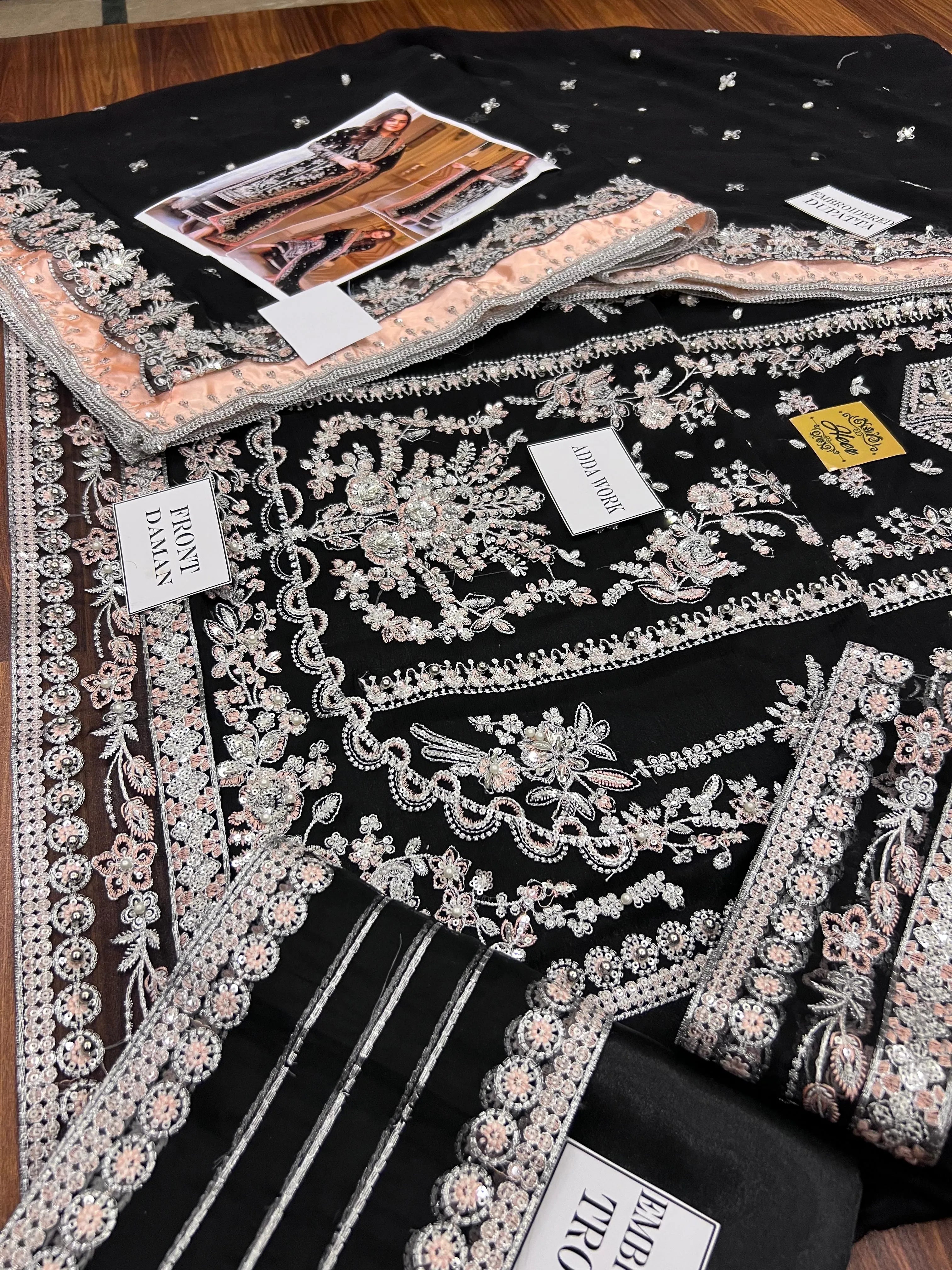 Aneela’s Luxury Embroidered Lawn Wedding Suit – Black