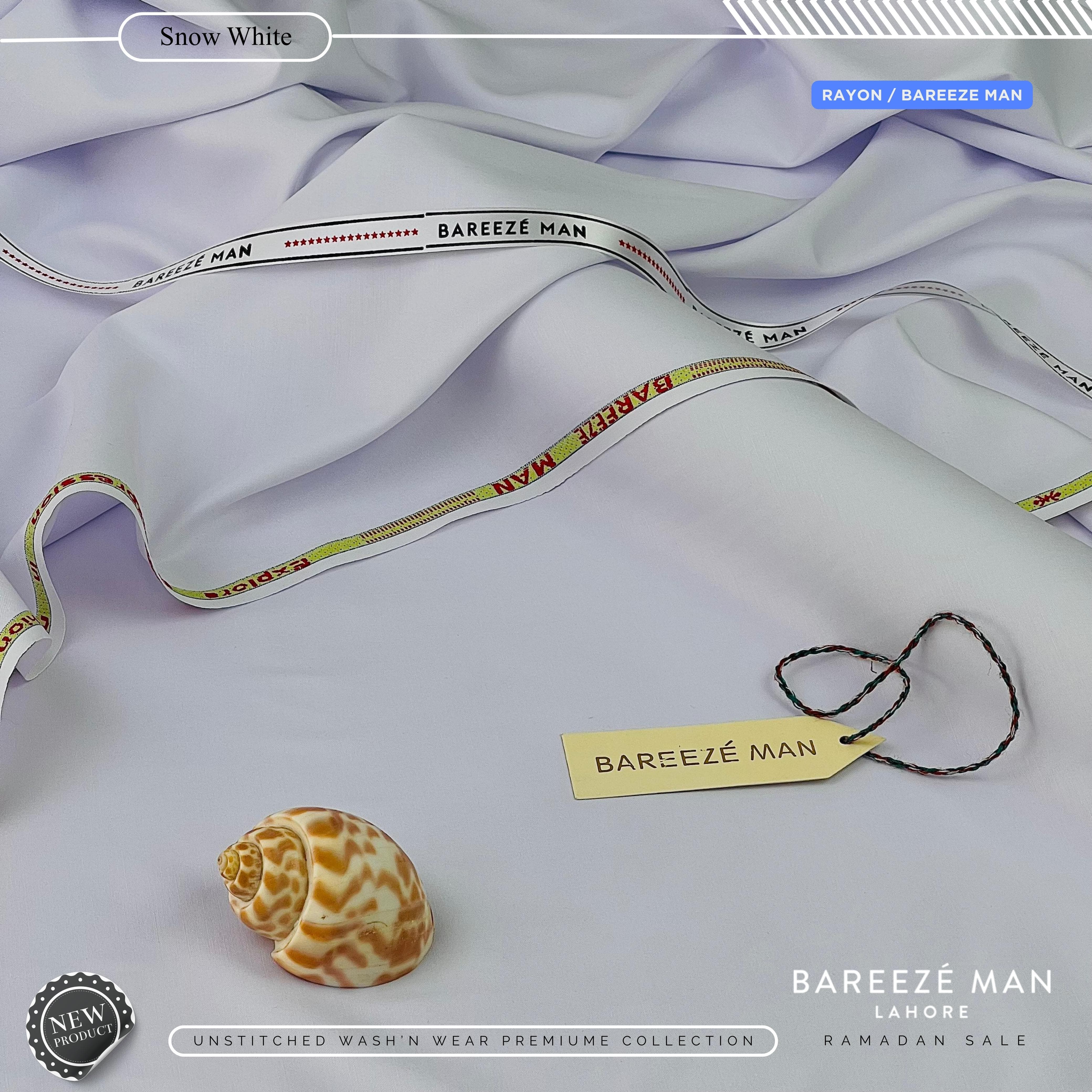 BAREEZE' MAN - Premium Rayon Wash'n Wear (Summer Collection) - WHITE