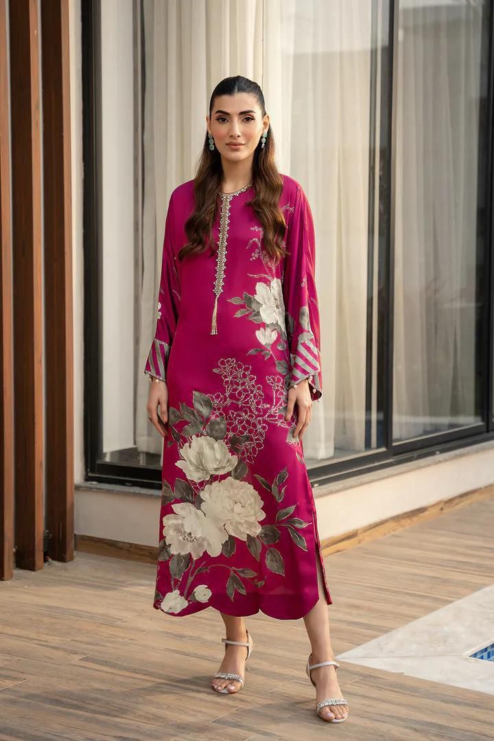 LULUSAR ⏐ SILK ⏐ FLORAL DIGITAL PRINTED ⏐UNSTITCHED ⏐ 3 PC ⏐ PURPLE