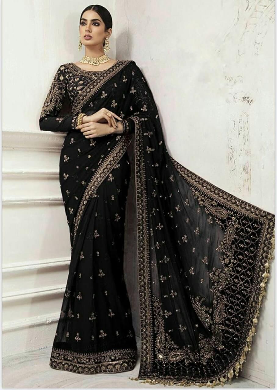 ( Maria B Saree Exclusive Master Blaster Sarhee 916 BLACK