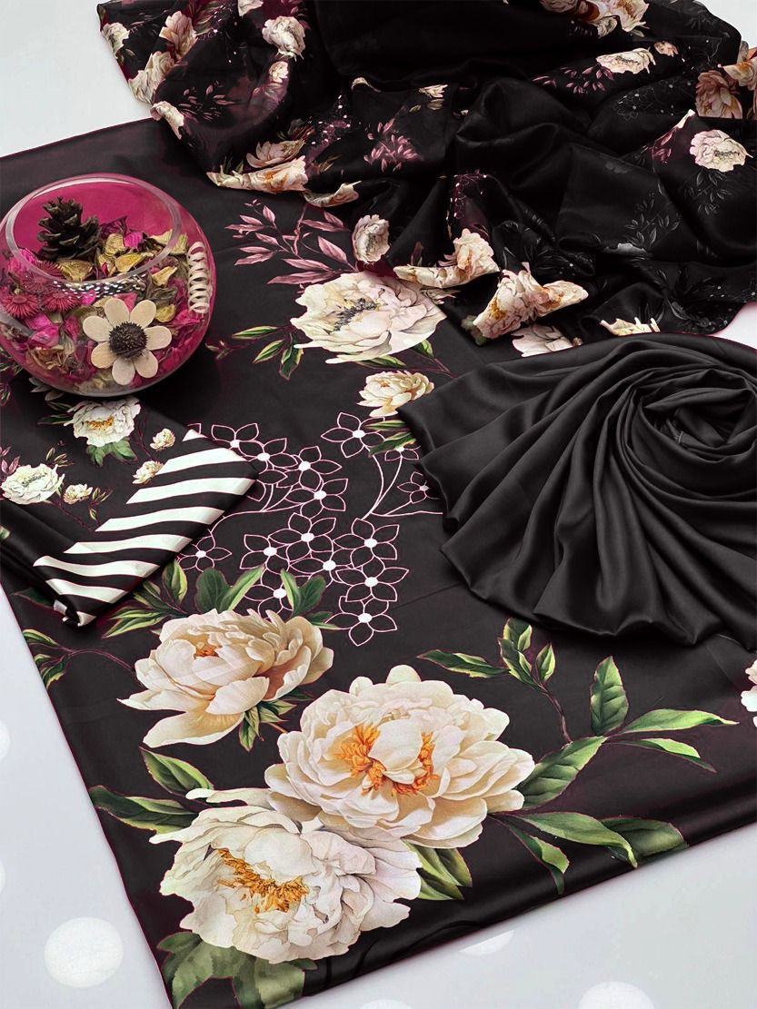 LULUSAR ⏐ SILK ⏐ FLORAL DIGITAL PRINTED ⏐UNSTITCHED ⏐ 3 PC ⏐