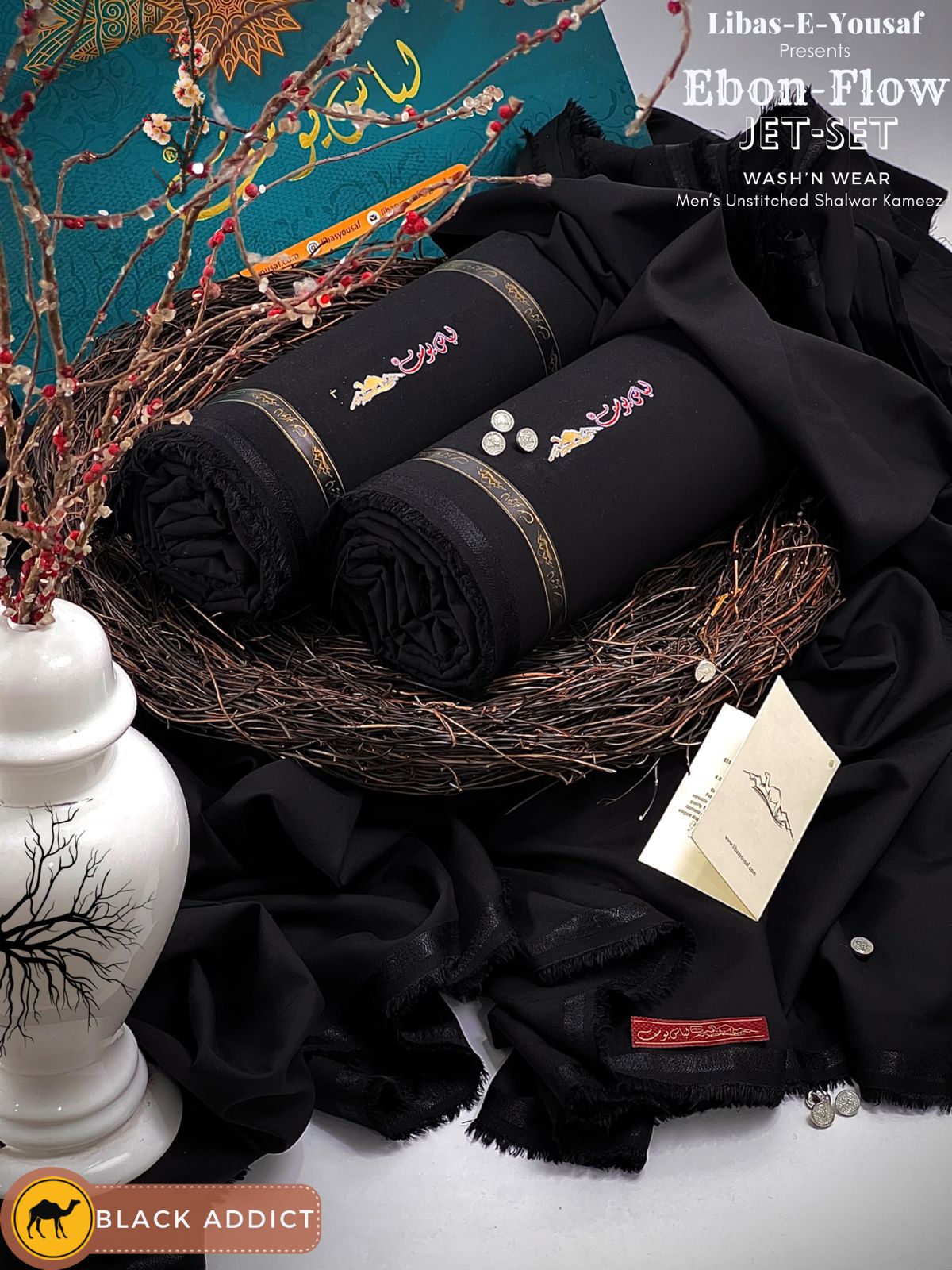 Libas-E-Yousaf EBON-FLOW Luxury BLACK Wash & Wear