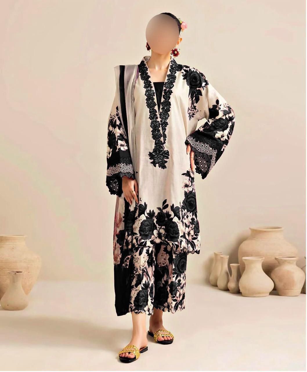 LULUSAR ⏐ SILK ⏐ FLORAL DIGITAL PRINTED ⏐UNSTITCHED ⏐ 3 PC ⏐