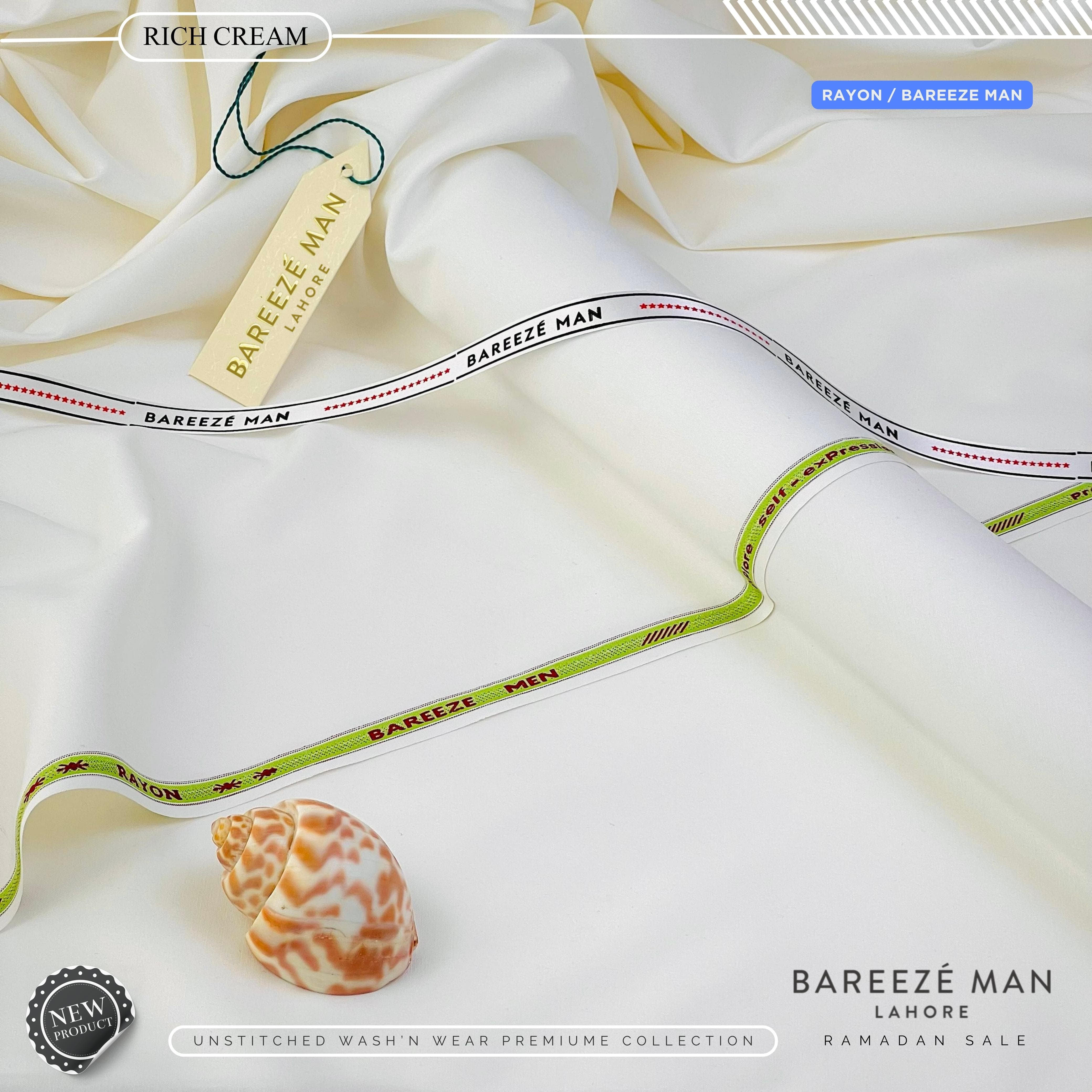 BAREEZE' MAN - Premium Rayon Wash'n Wear (Summer Collection) - RICH CREAM