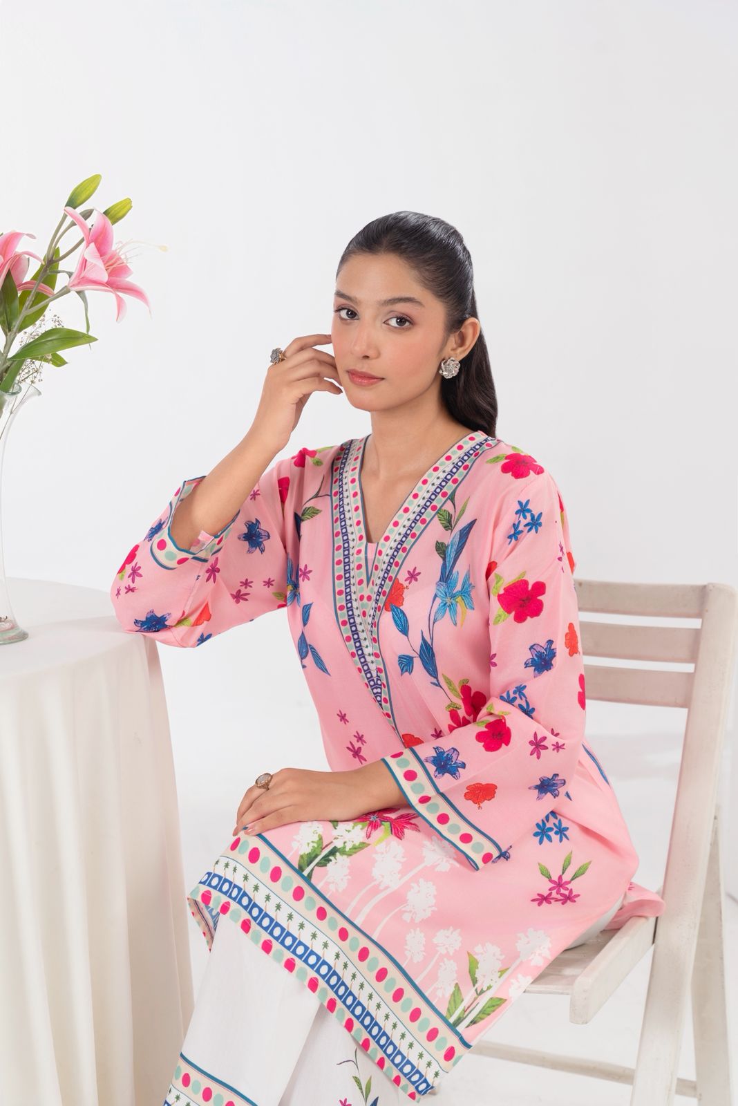 LULUSAR ⏐ SILK ⏐ FLORAL DIGITAL PRINTED ⏐UNSTITCHED ⏐ 3 PC ⏐ PURPLE