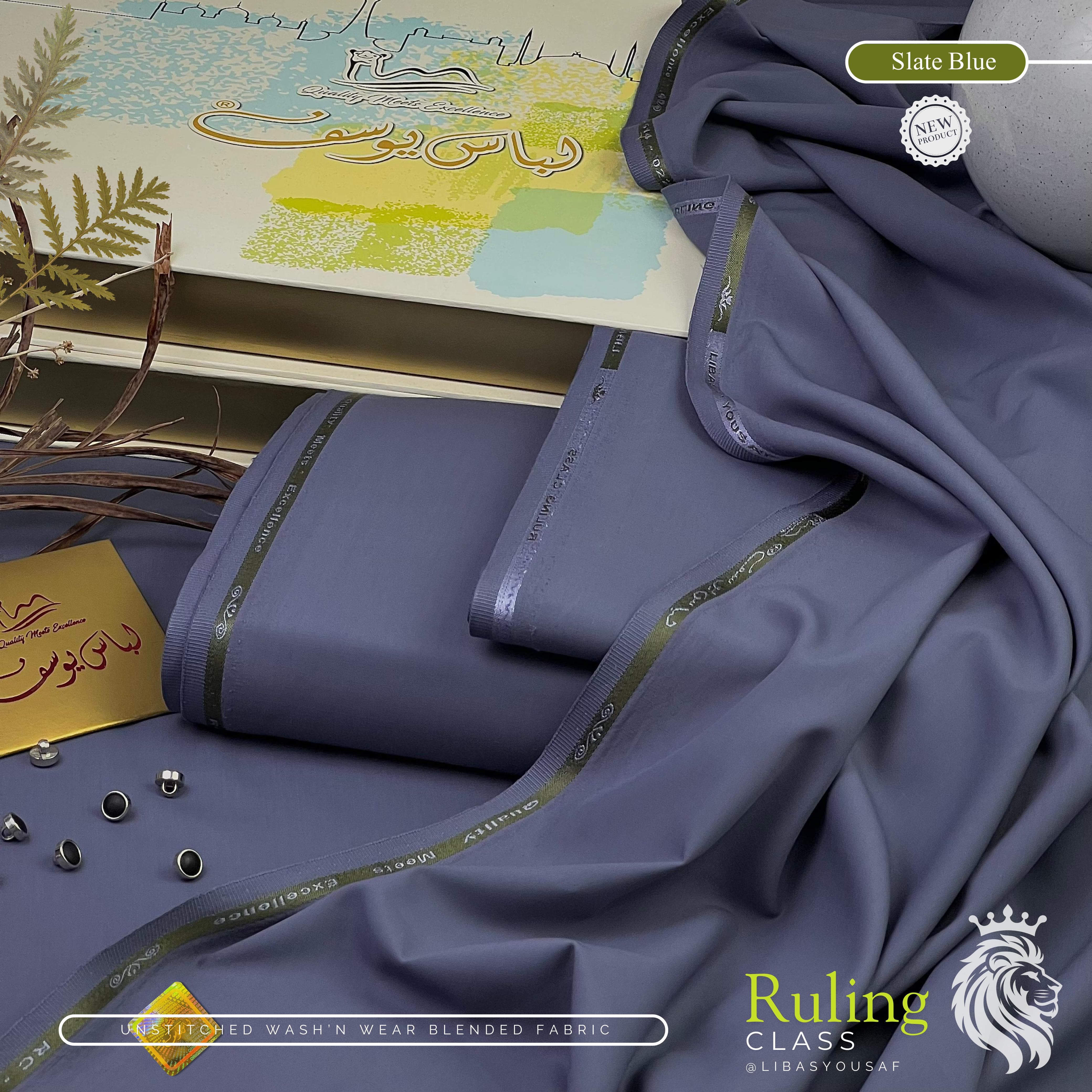 Rulling Class | Crafted by Libas e Yousaf | Wash & Wear | Four Season |SLAT BLUE