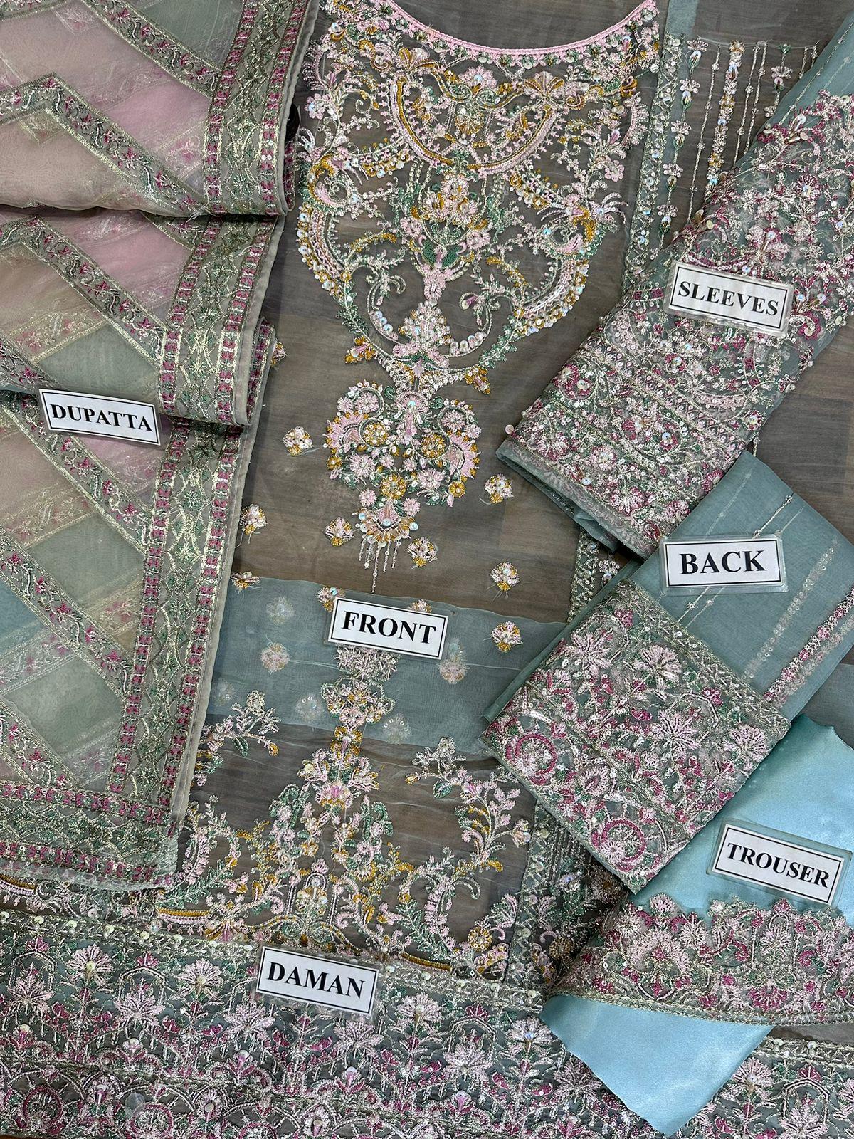 BRAND….KANWAL MALIK EBROIDED  Unstithced Ladies Fancy Dress